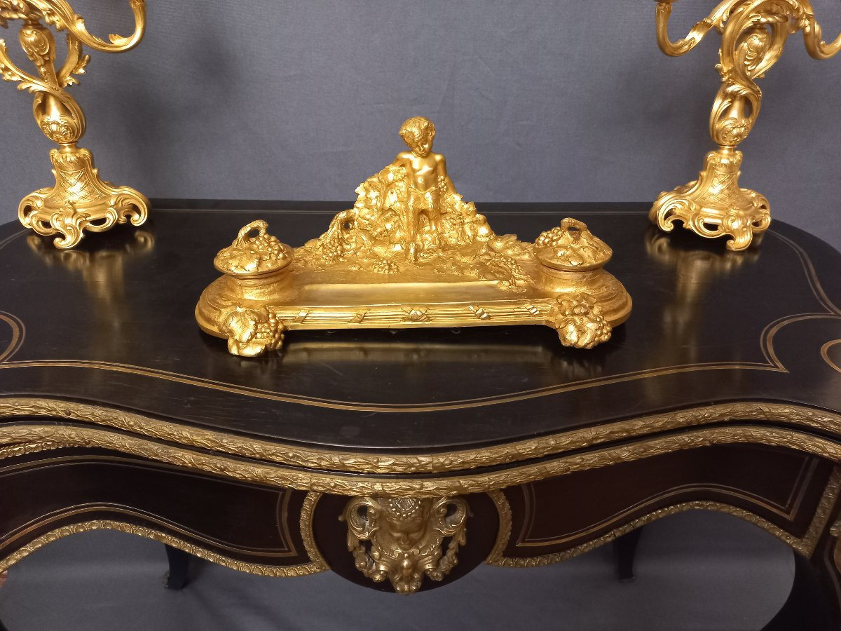 A Marionnet Bacchus Gilt Bronze Inkwell-photo-7