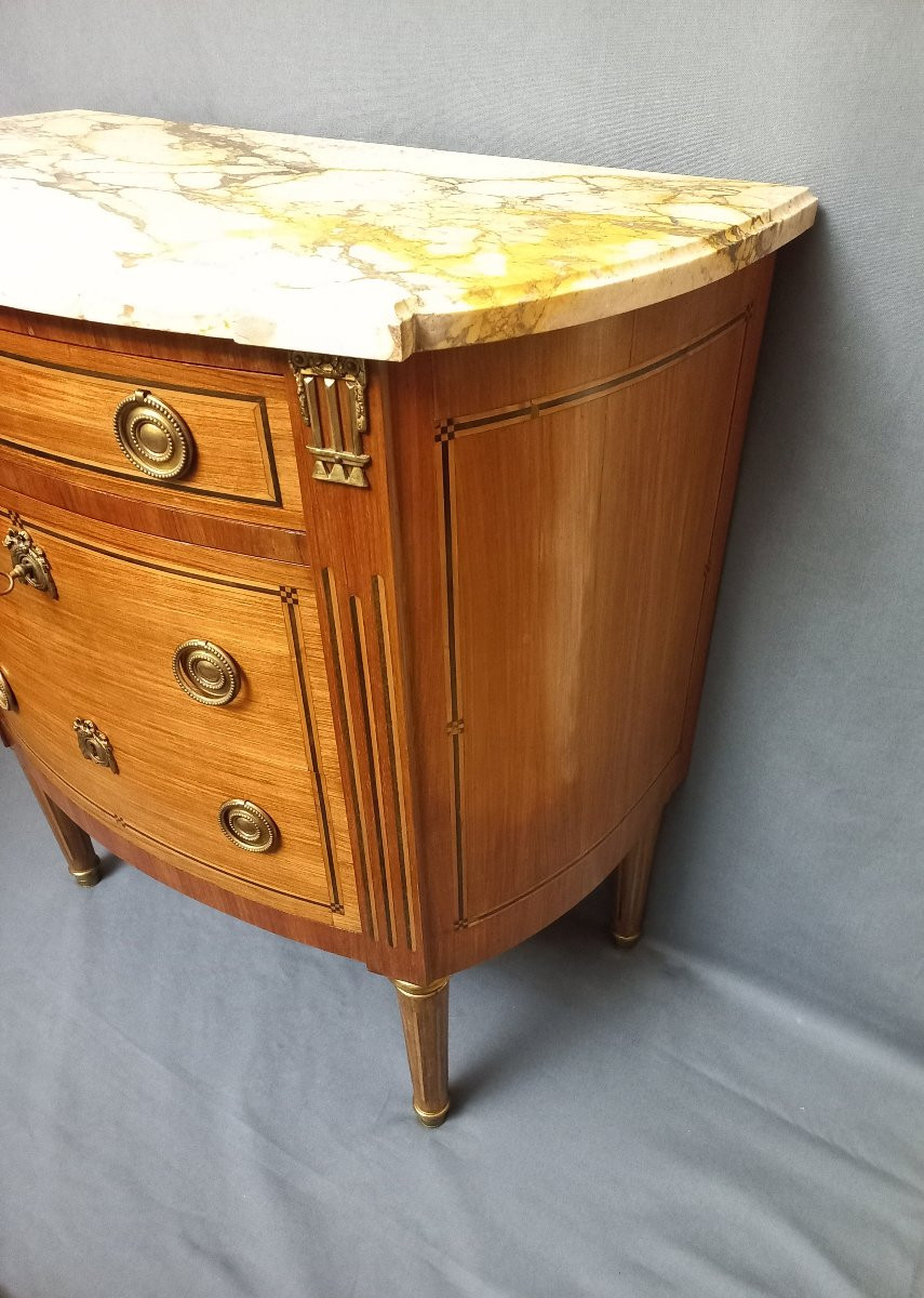 Small Louis XVI Inlaid Half-moon Chest Of Drawers-photo-1