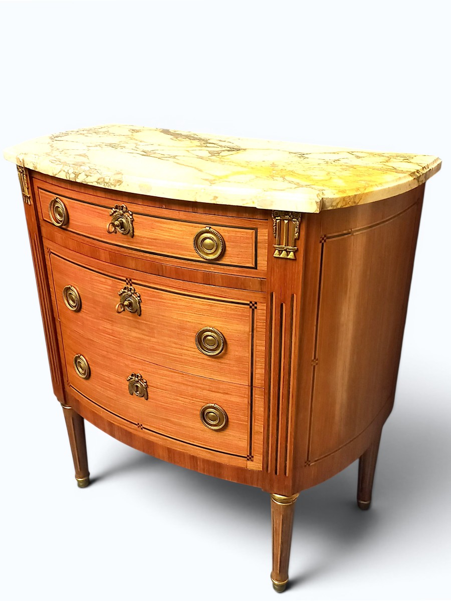 Small Louis XVI Inlaid Half-moon Chest Of Drawers