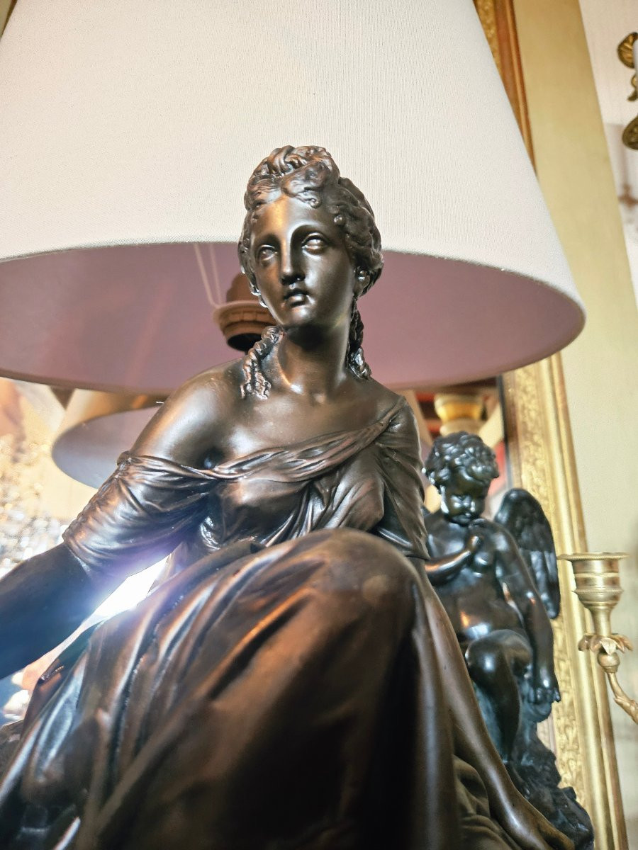 Pendulum Clock And Candelabra Signed Denière Bronzier In Paris-photo-2
