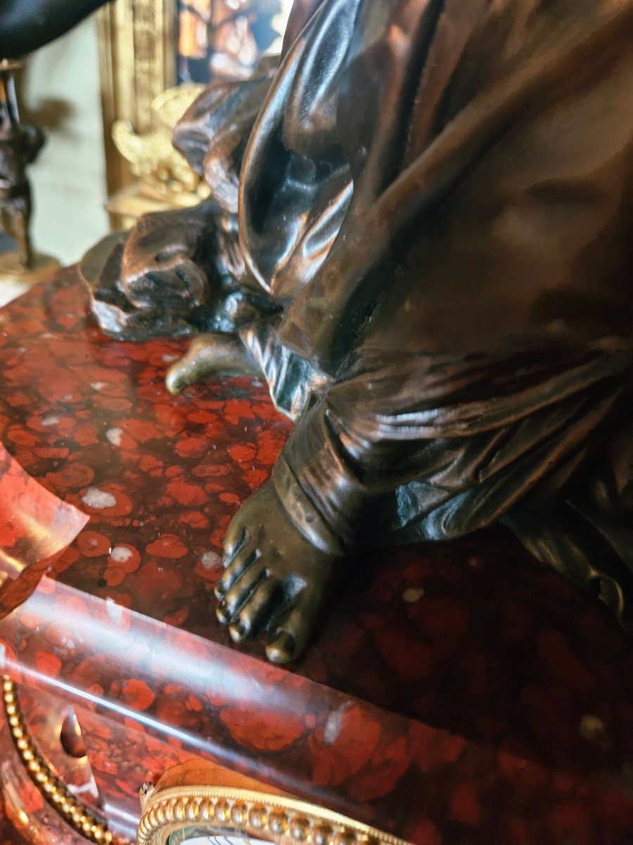 Pendulum Clock And Candelabra Signed Denière Bronzier In Paris-photo-4