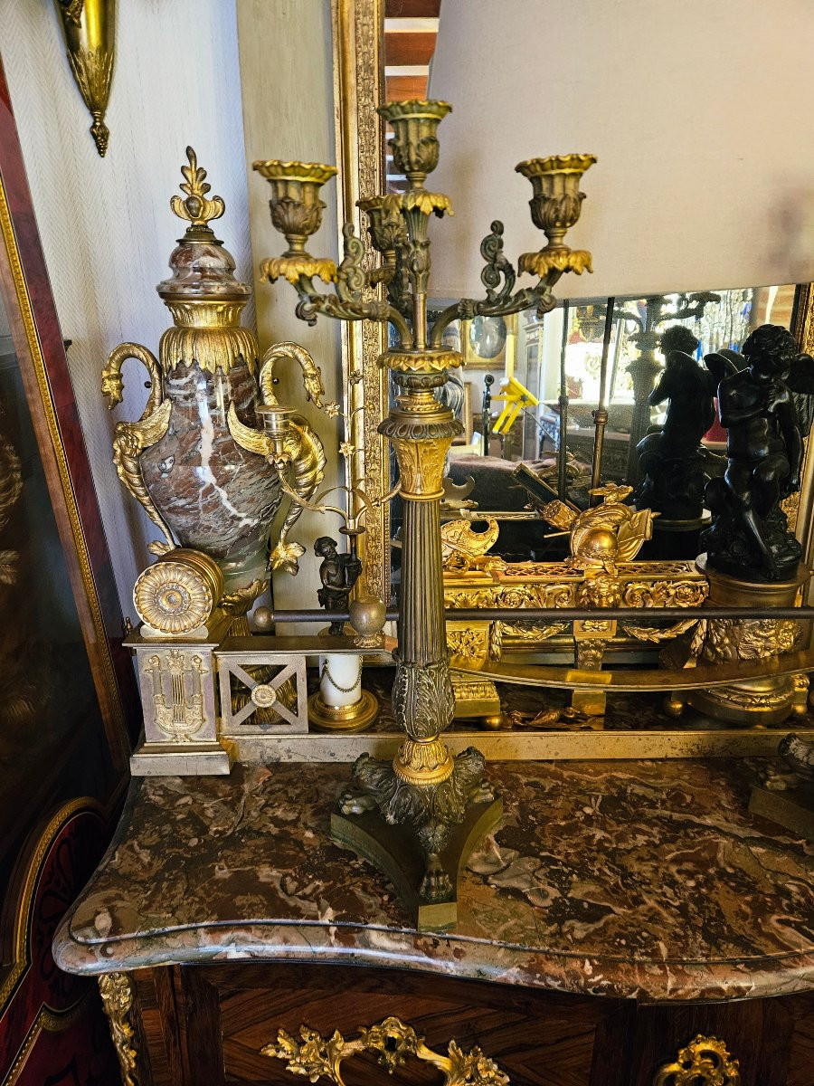 Grands candélabres bronze doré et patiné vers 1820-photo-4