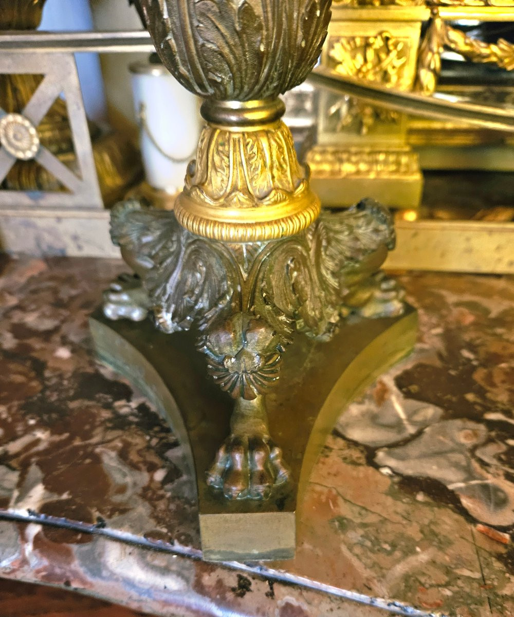 Grands candélabres bronze doré et patiné vers 1820-photo-1