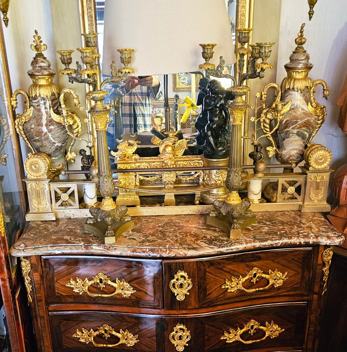 Grands candélabres bronze doré et patiné vers 1820-photo-3