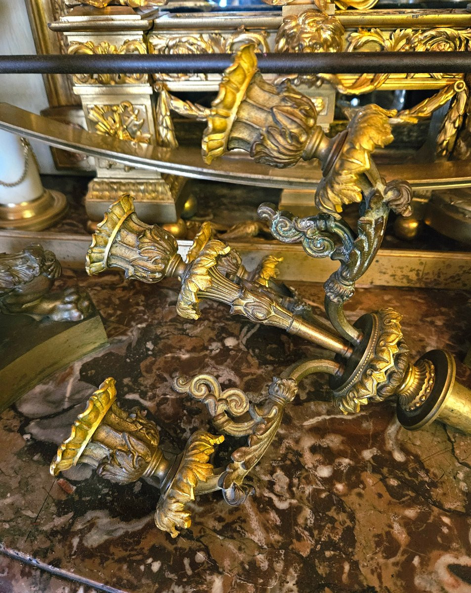 Grands candélabres bronze doré et patiné vers 1820-photo-4