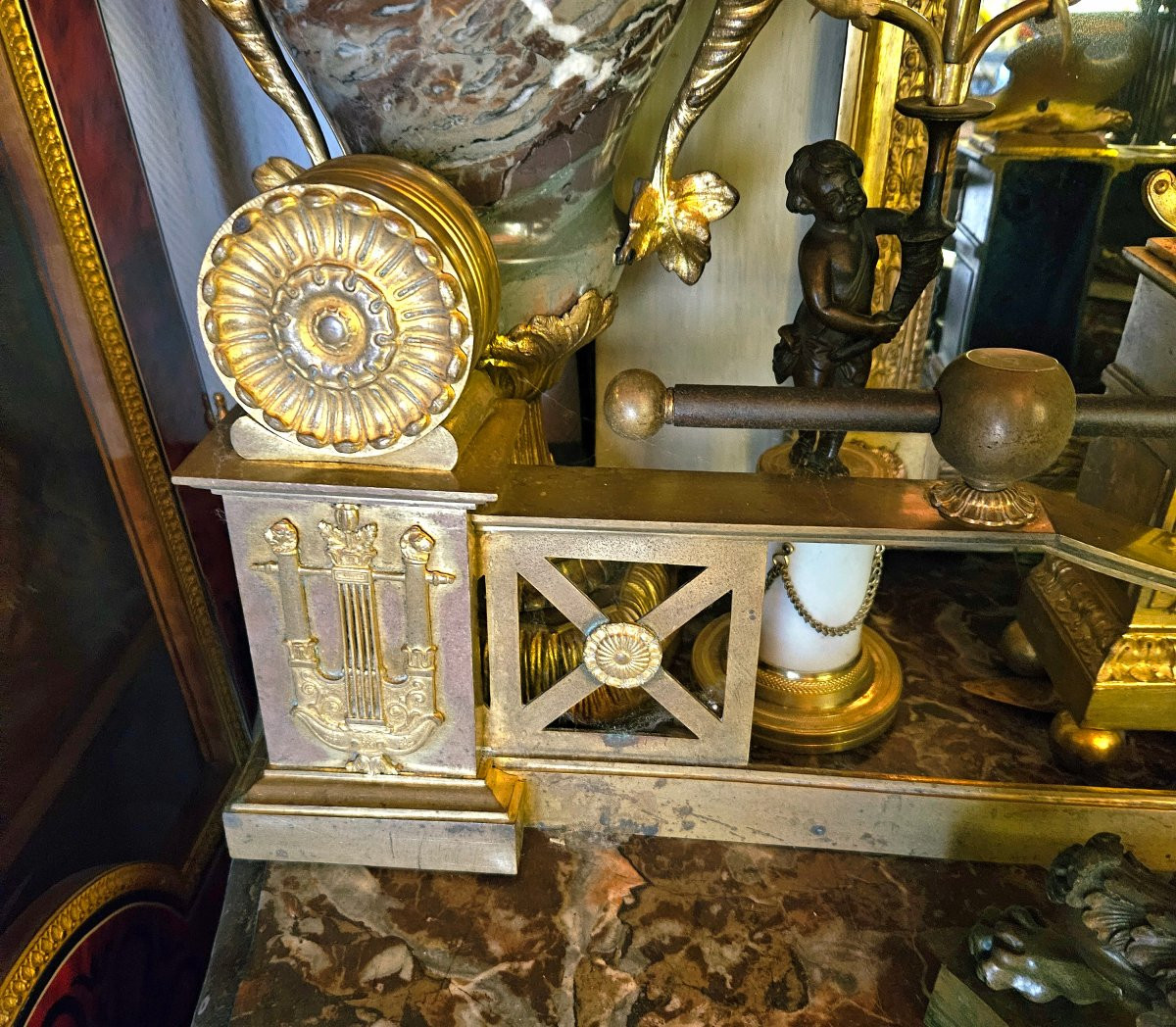 Gilded Bronze Mantel Front, Thickness Lr Restoration-photo-3