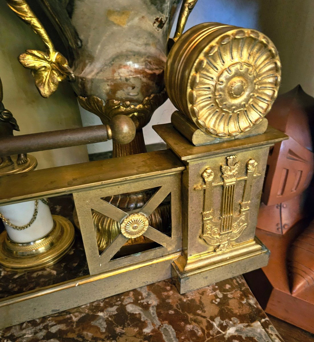 Gilded Bronze Mantel Front, Thickness Lr Restoration-photo-4