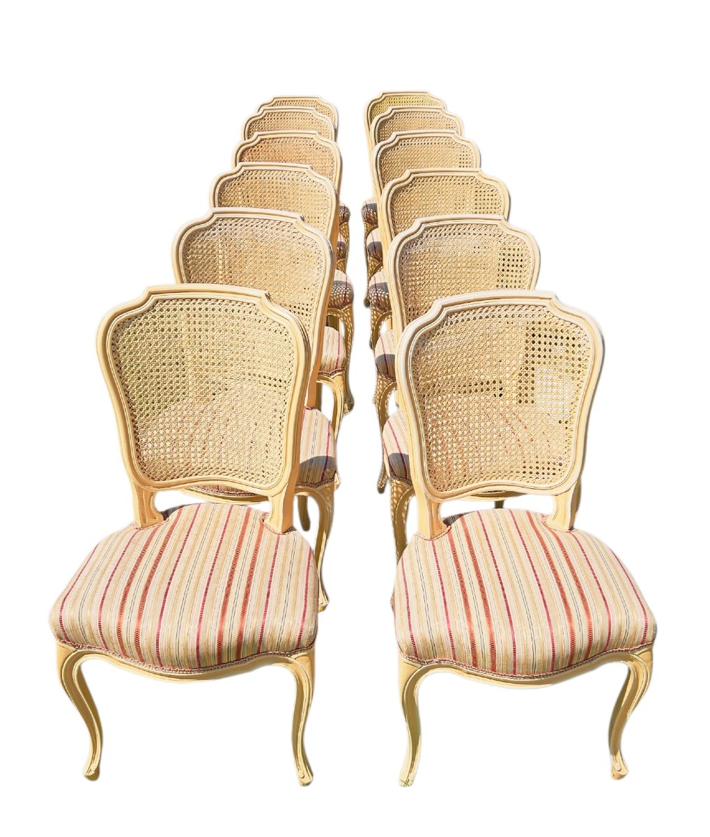 12 Dining Room Chairs In Lacquered Wood-photo-1