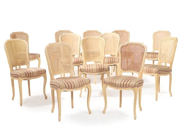 12 Dining Room Chairs In Lacquered Wood