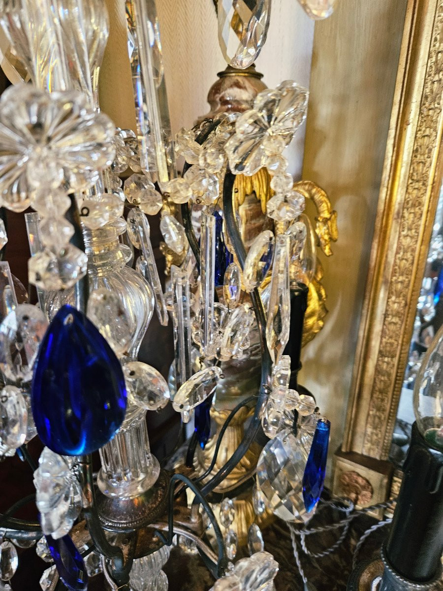 Pair Of Large Crystal And Silver-plated Metal Girandoles-photo-1