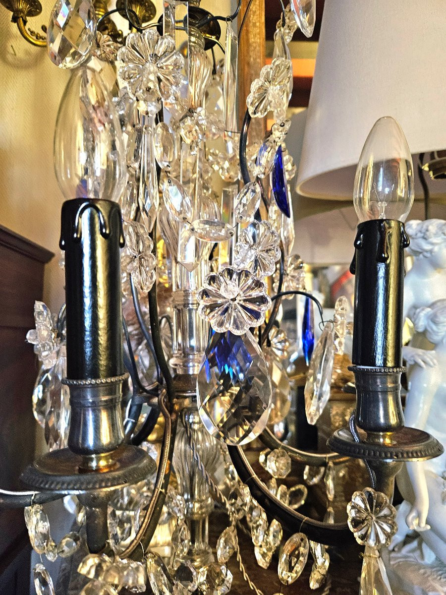 Pair Of Large Crystal And Silver-plated Metal Girandoles-photo-8