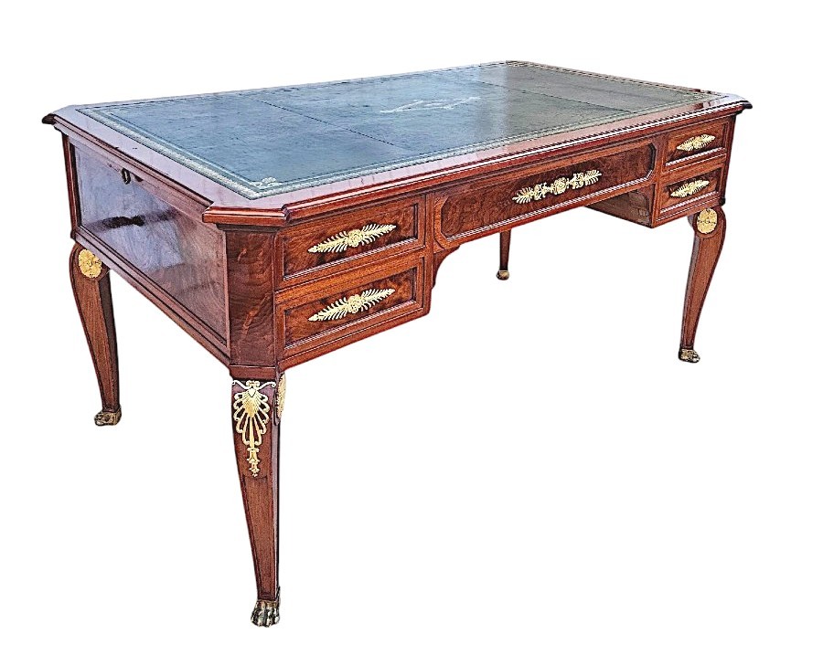 Grd Bureau Empire Signé Haentges Frères Paris