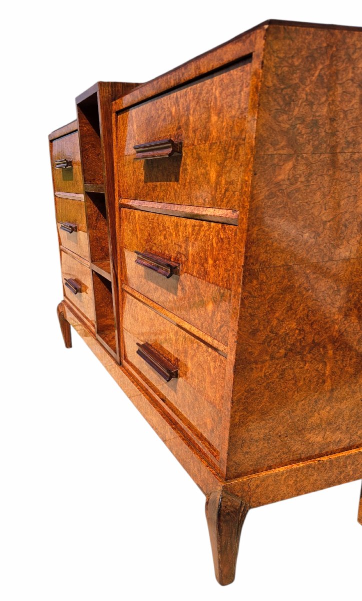 Commode Art Déco trapezoïdale en amboine-photo-3