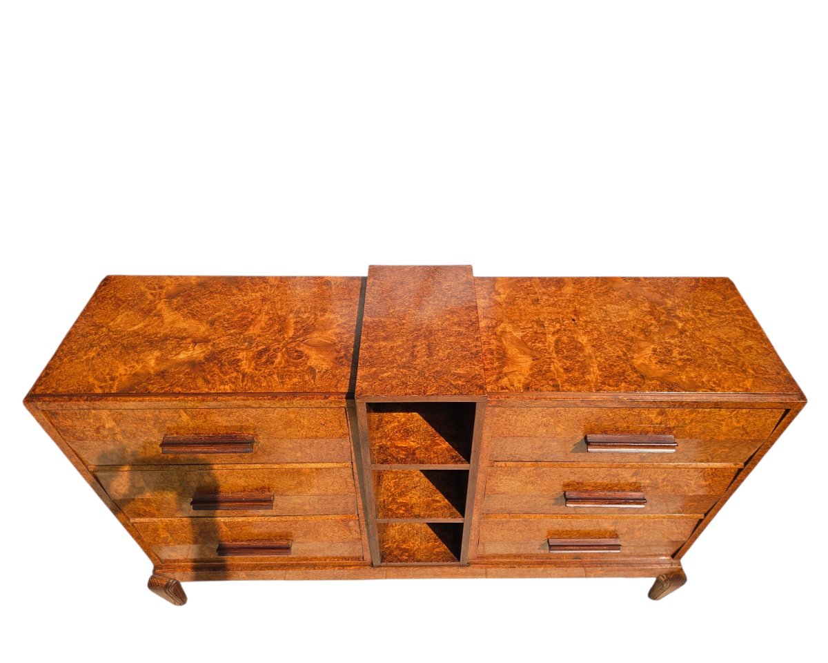 Commode Art Déco trapezoïdale en amboine-photo-4