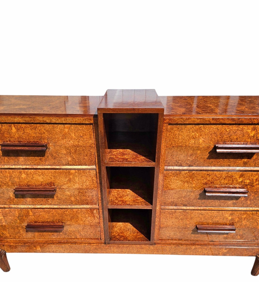 Commode Art Déco trapezoïdale en amboine-photo-1