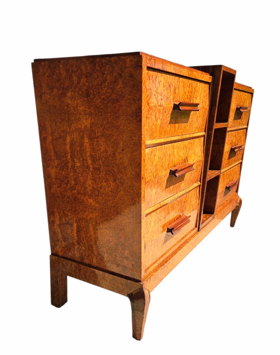 Commode Art Déco trapezoïdale en amboine-photo-2