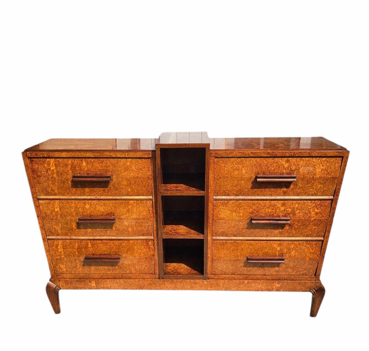 Commode Art Déco trapezoïdale en amboine-photo-3