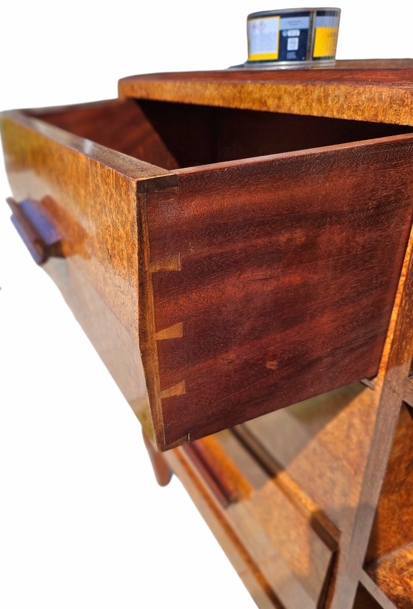 Commode Art Déco trapezoïdale en amboine-photo-4