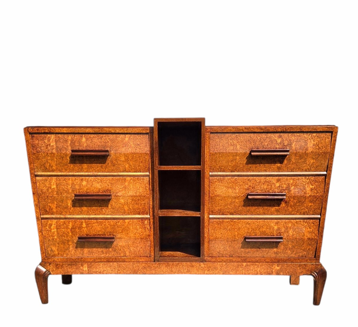 Commode Art Déco trapezoïdale en amboine-photo-5