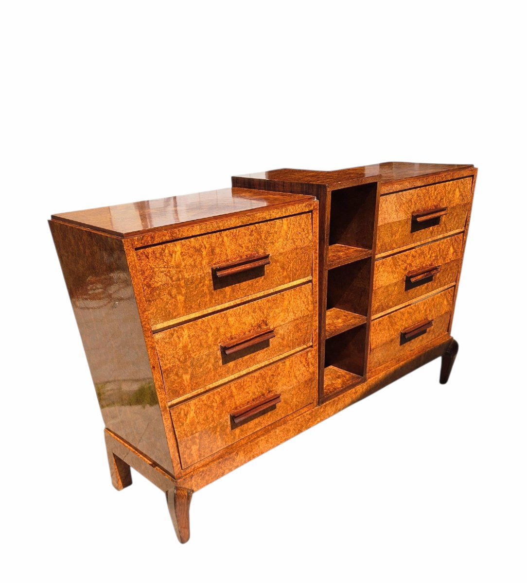 Commode Art Déco trapezoïdale en amboine-photo-7