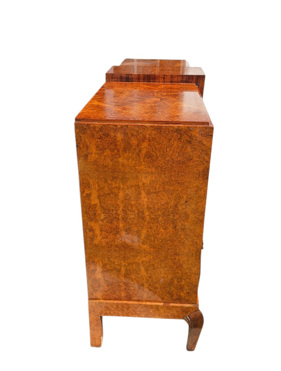 Commode Art Déco trapezoïdale en amboine-photo-8