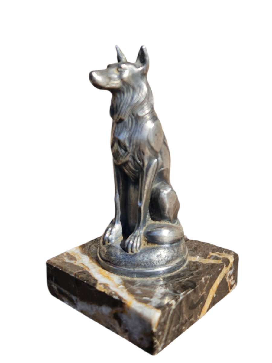 Mascotte automobile bronze argenté Art Déco-photo-3