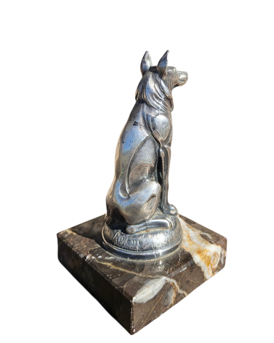 Mascotte automobile bronze argenté Art Déco-photo-3