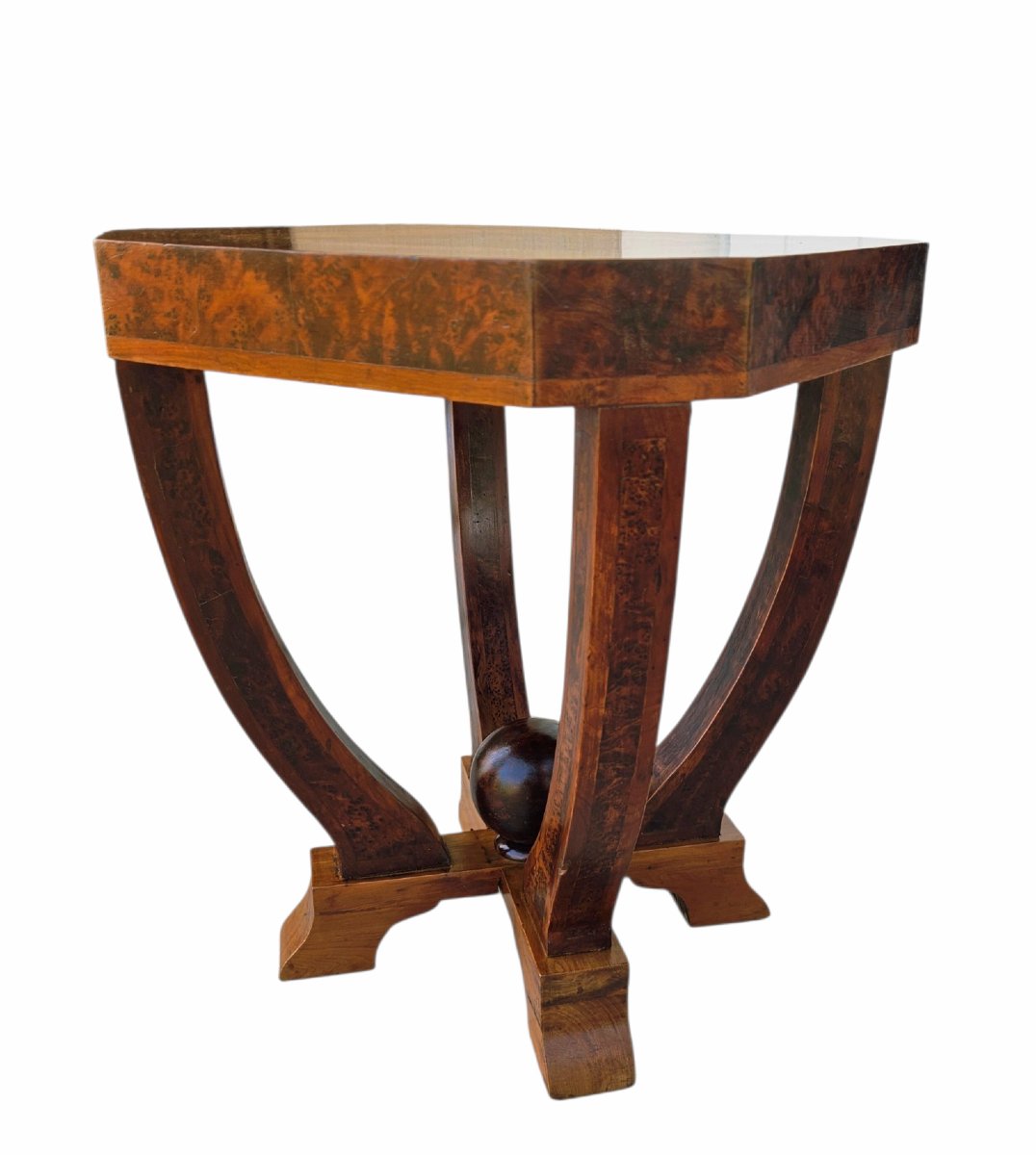 Guéridon ou piédestal Art Déco en amboine-photo-1