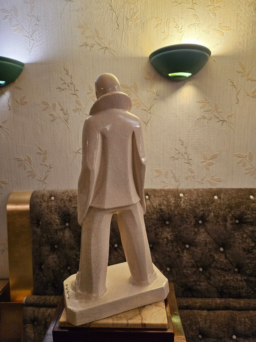 Max LE VERRIER (1891-1973): "Pierrot" craquelé Art Déco-photo-7