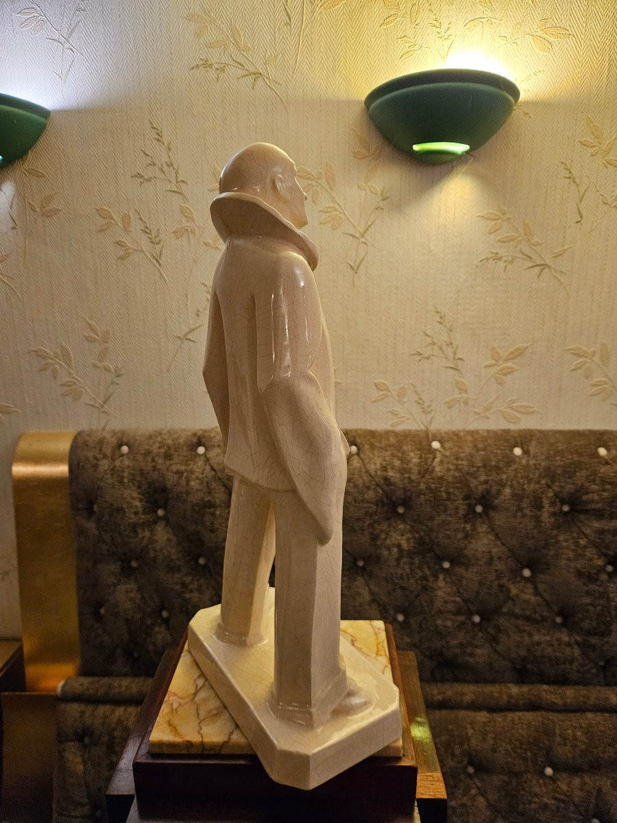 Max LE VERRIER (1891-1973): "Pierrot" craquelé Art Déco-photo-8