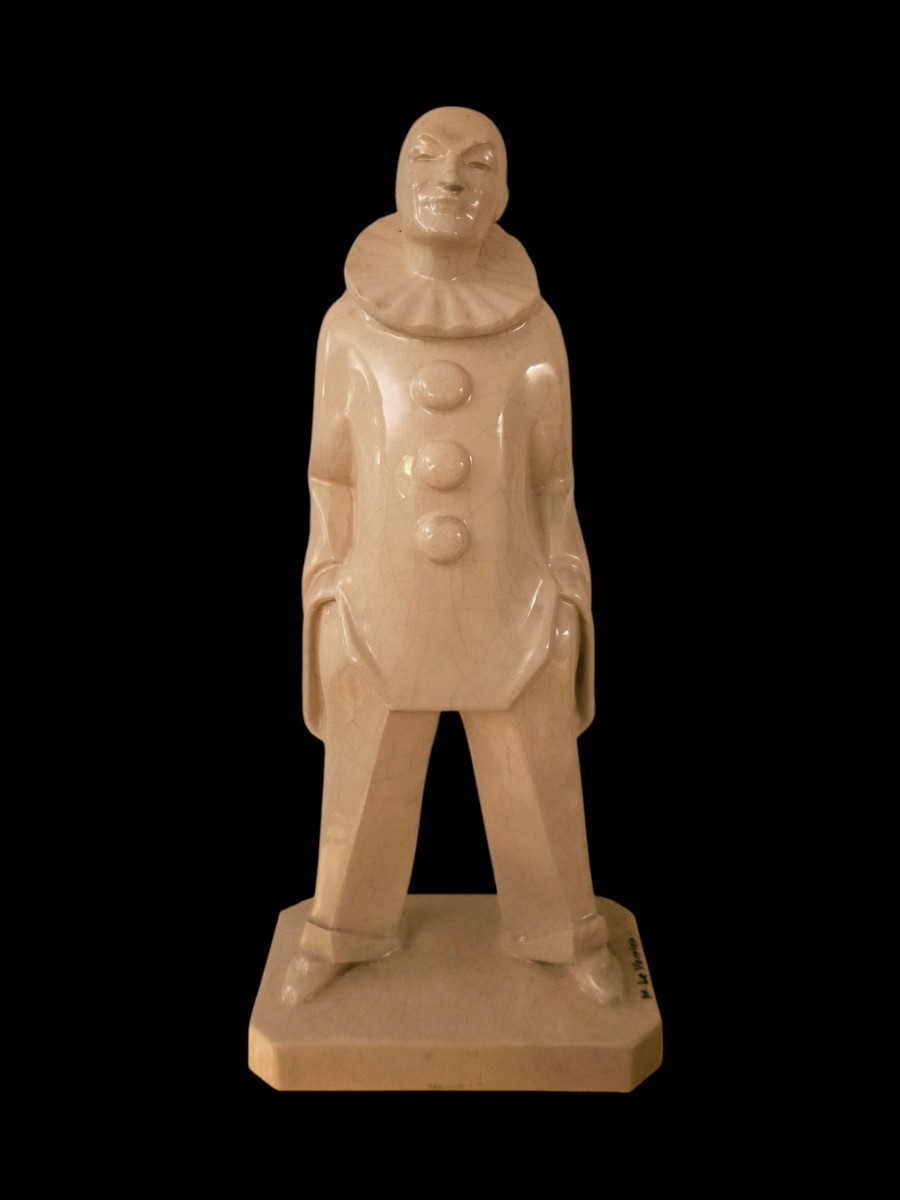 Max LE VERRIER (1891-1973): "Pierrot" craquelé Art Déco