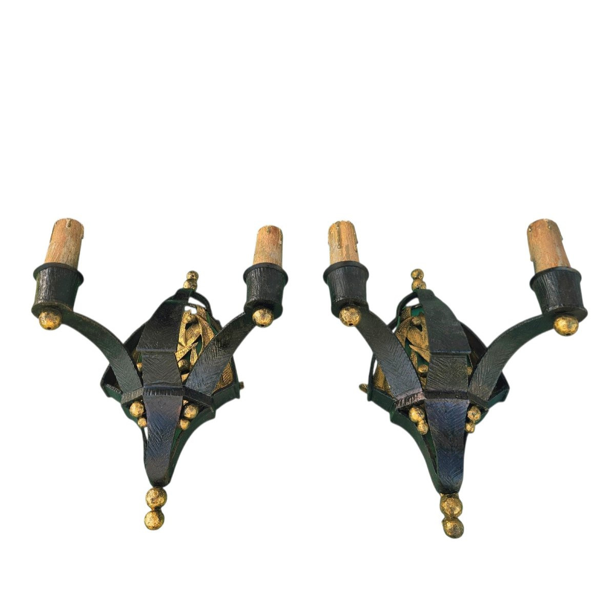 Pair Of Art Deco Wrought-iron Sconces-photo-4