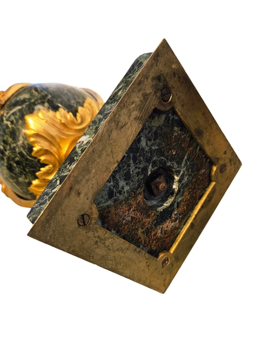 Grands vases d'ornement, marbre vert & bronze doré-photo-2