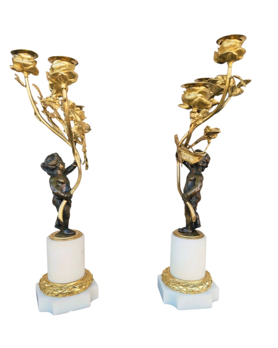 Candélabres aux putti époque début XIXème-photo-2