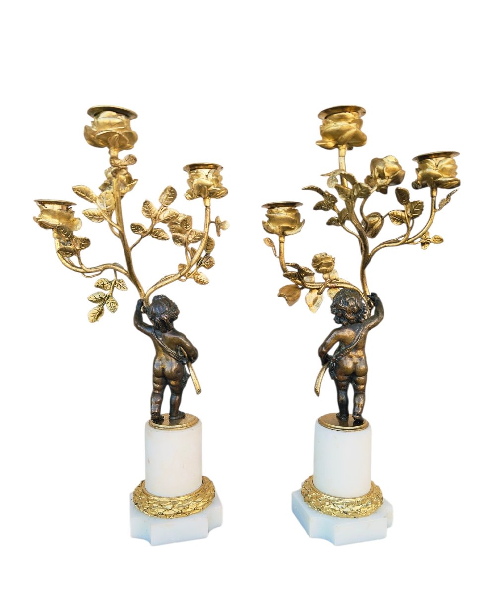 Candélabres aux putti époque début XIXème-photo-3