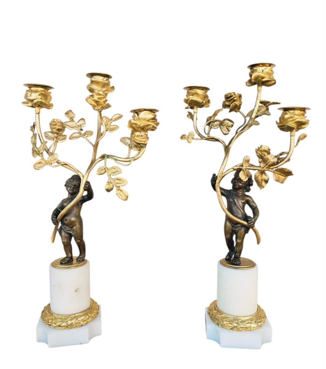 Candélabres aux putti époque début XIXème