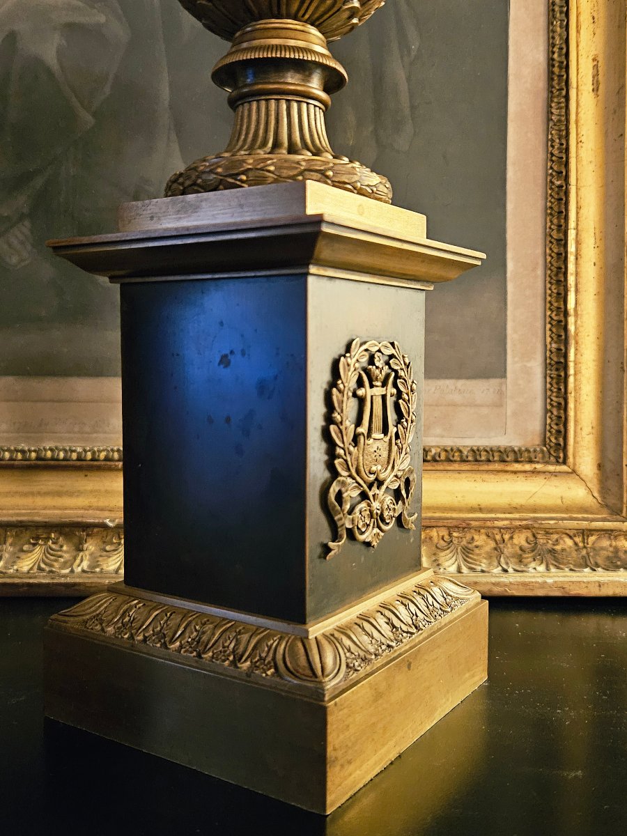Pair Of Medici Vases In Patinated Bronze Circa 1820 Ht 35 Cm-photo-8