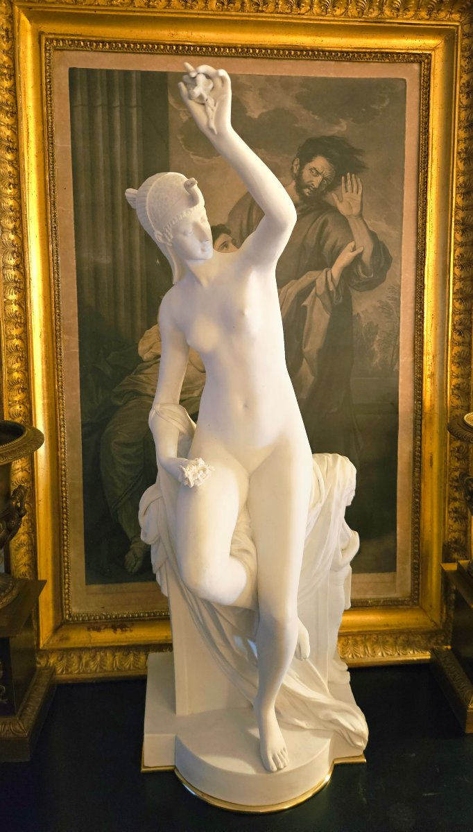 J. FRANCESCHI (1825-1893) "Isis" Grande sculpture en biscuit de porcelaine