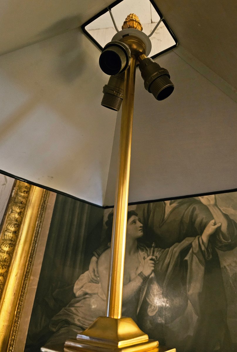Maison Jansen Large Lamp In Green Lacquer And Gilded Bronze-photo-8