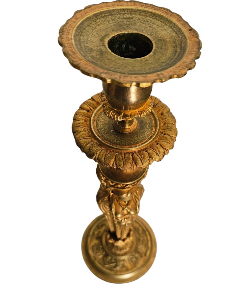 Paire de flambeaux bronze doré attr. Henri Picard-photo-2
