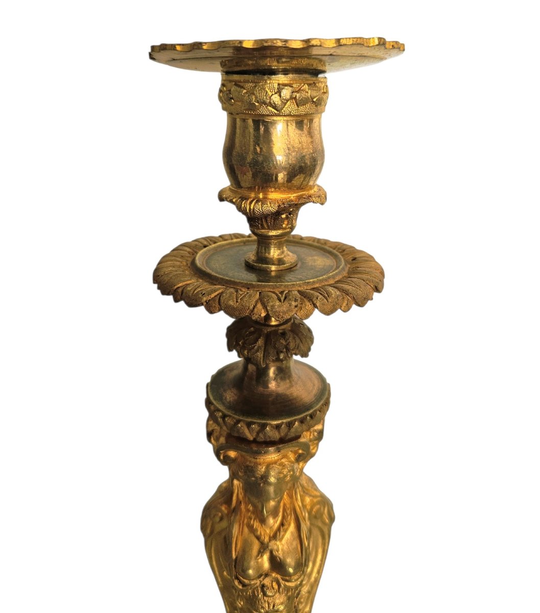 Paire de flambeaux bronze doré attr. Henri Picard-photo-3
