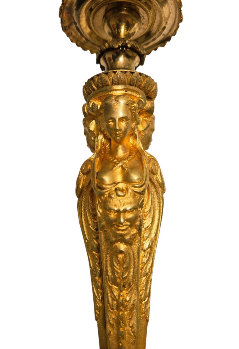 Paire de flambeaux bronze doré attr. Henri Picard-photo-4