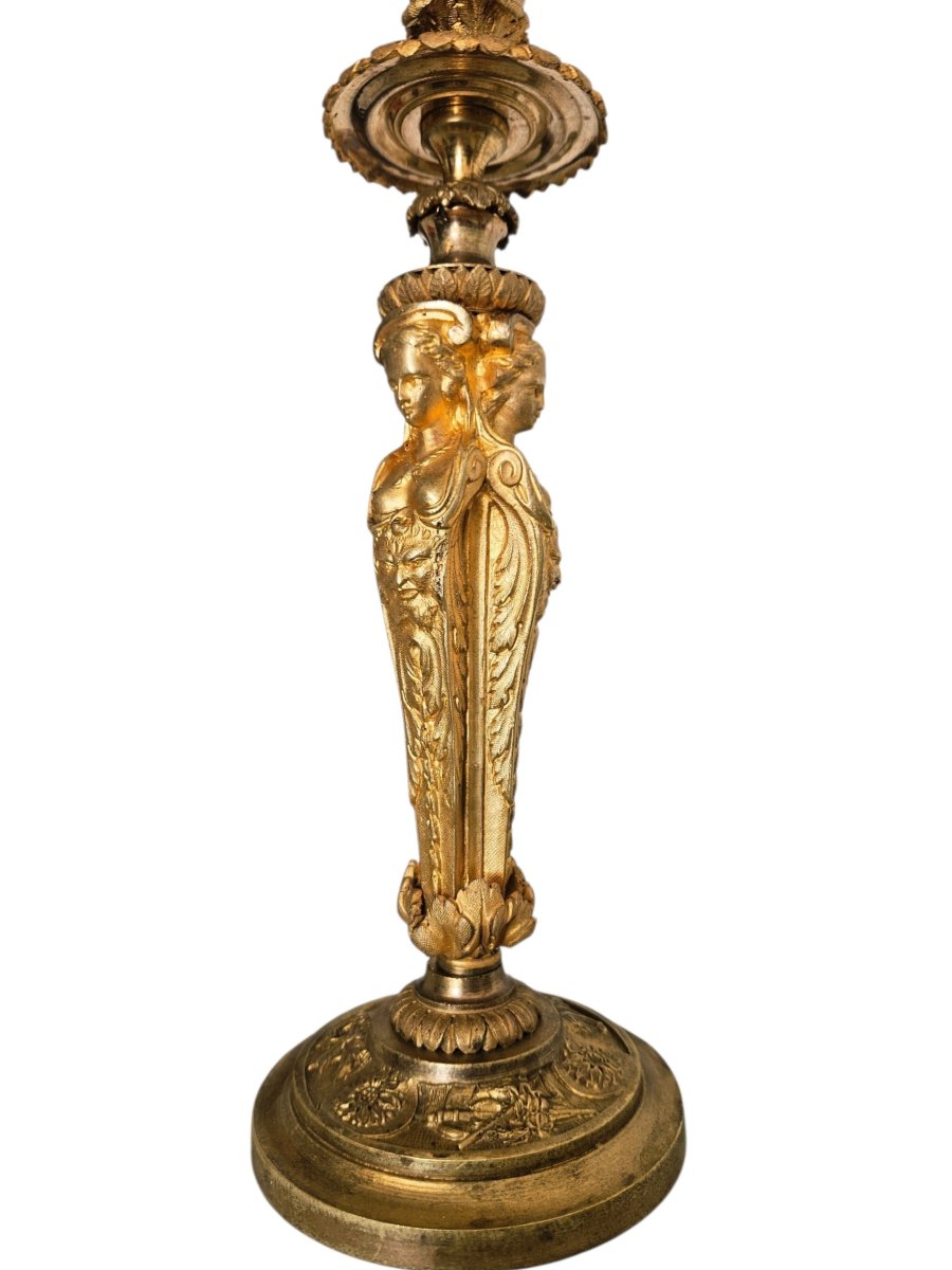Paire de flambeaux bronze doré attr. Henri Picard-photo-8