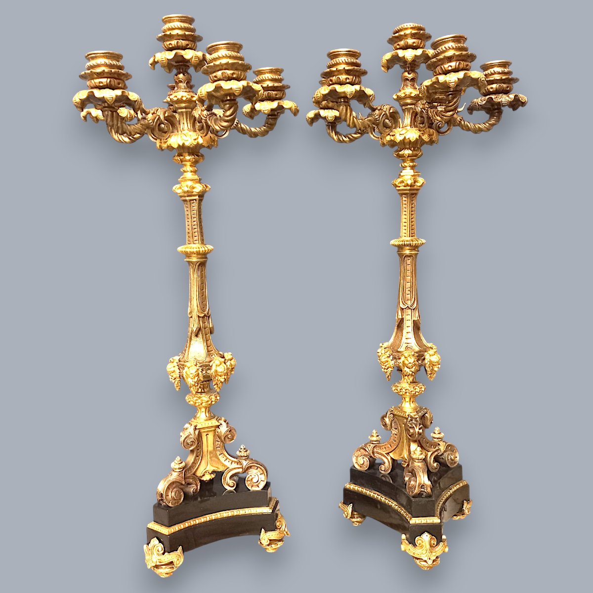 Paire de candélabres en bronze doré