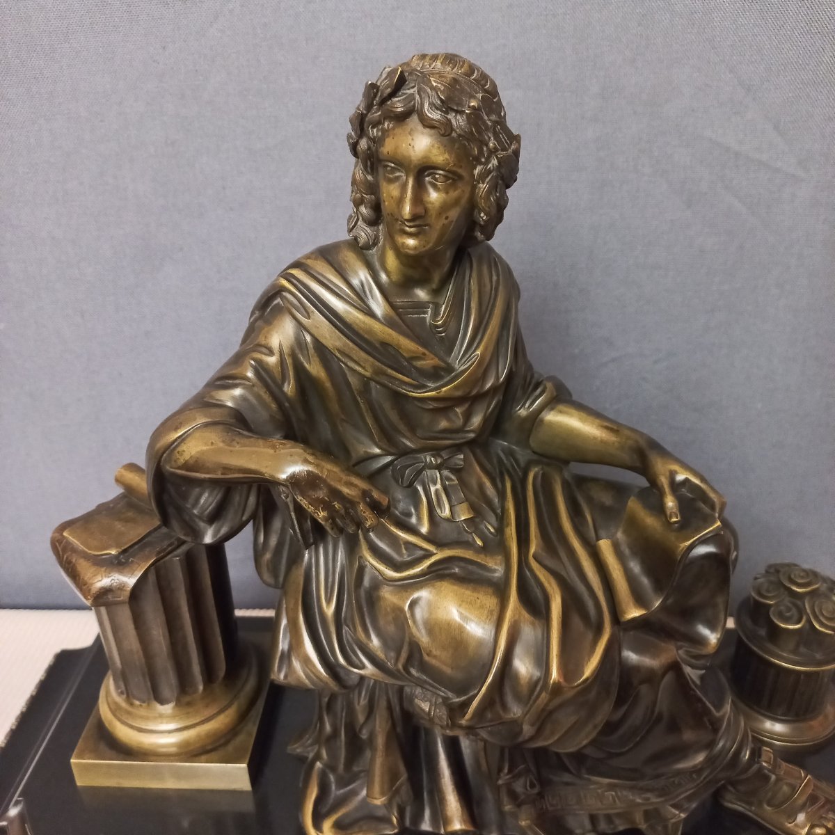 Large Bronze Sculpture, Figure In The Classical Style, Late 19th Century-photo-3