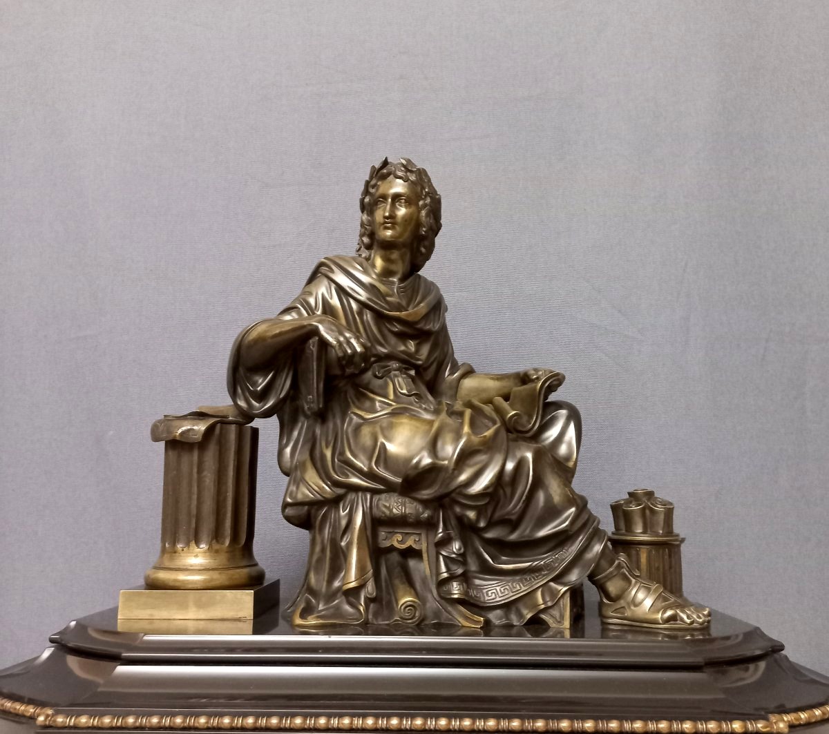 Large Bronze Sculpture, Figure In The Classical Style, Late 19th Century-photo-3