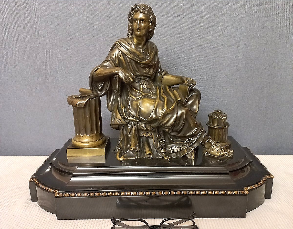 Large Bronze Sculpture, Figure In The Classical Style, Late 19th Century-photo-5