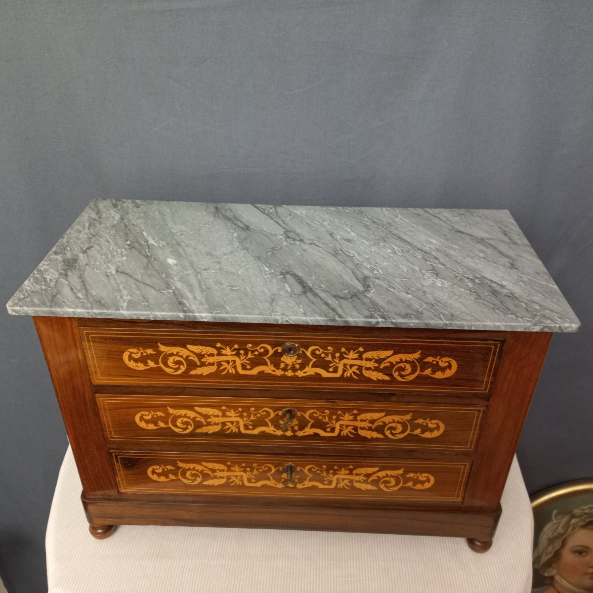 Petite commode Charles X  L 65 x H 46 cm-photo-4