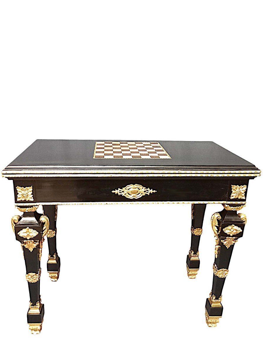 Table à Jeux Louis XIV d'époque Napoléon III-photo-2