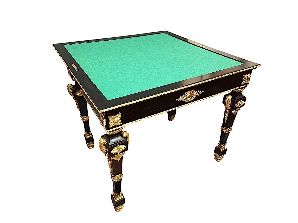 Table à Jeux Louis XIV d'époque Napoléon III-photo-3